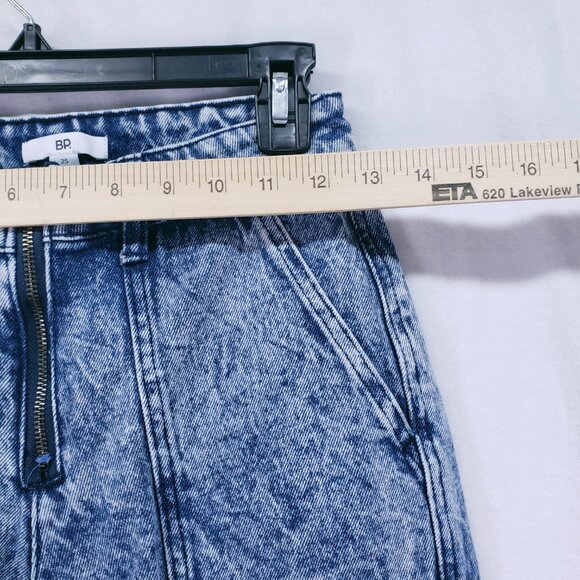 BP. Women's Blue Acid Wash High Waisted Pockets Cargo Straight Leg Pants Size 25 - Picture 2 of 16